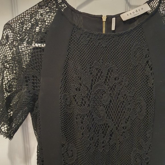 Sandro Black Lace Dress size 1 (US 4) - Picture 3 of 12